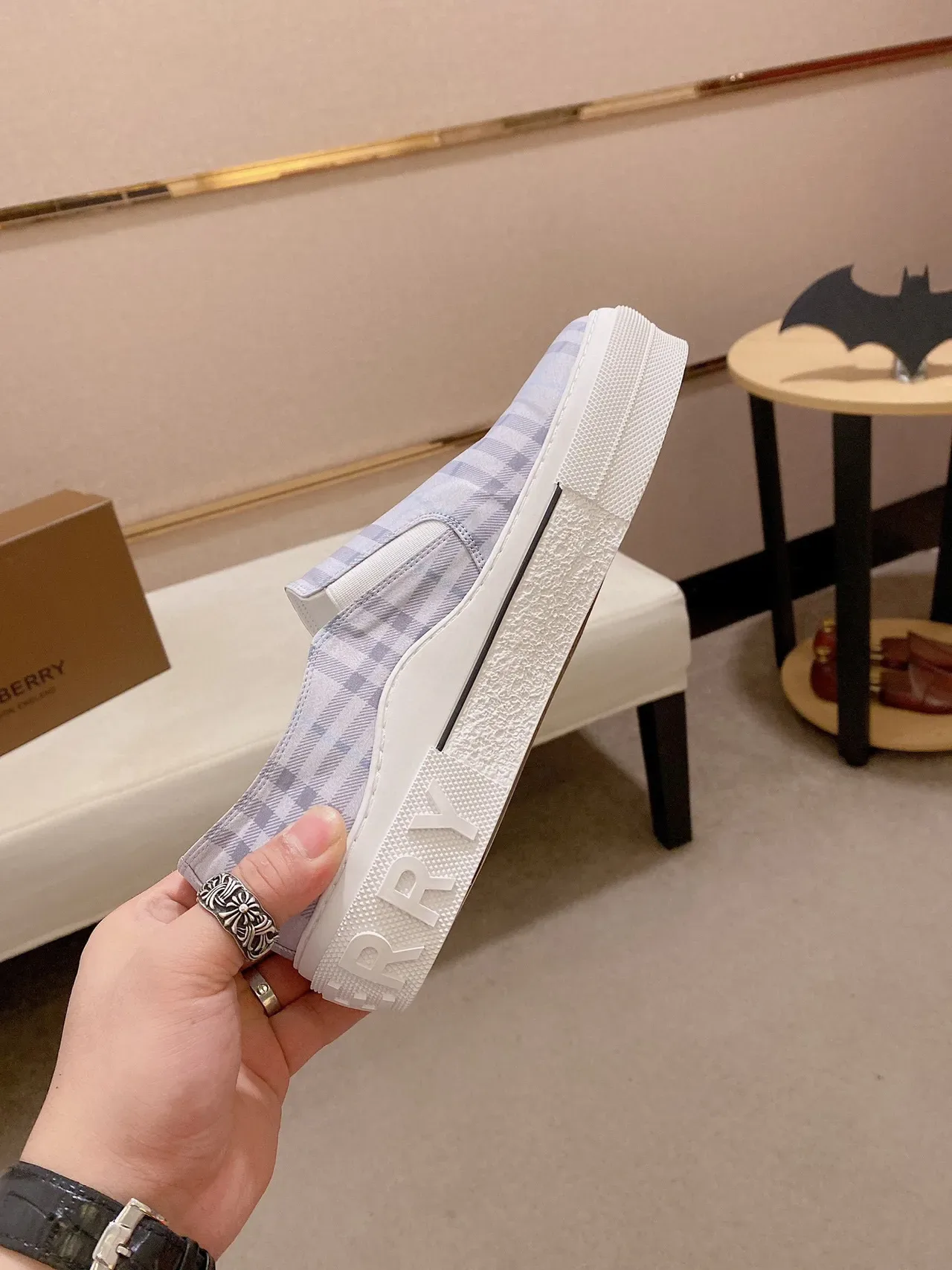 Burberry Sneakers Lifestyle Bleu Blanc à Enfiler Semelle Plateforme 6