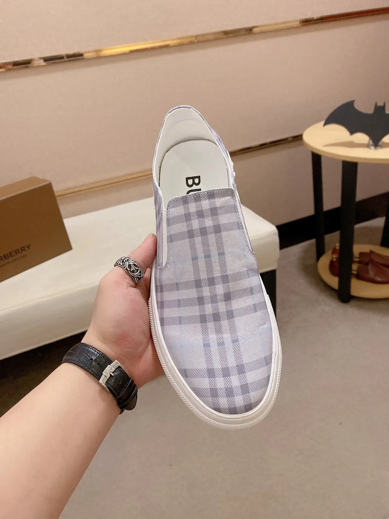 Burberry Sneakers Lifestyle Bleu Blanc à Enfiler Semelle Plateforme 9