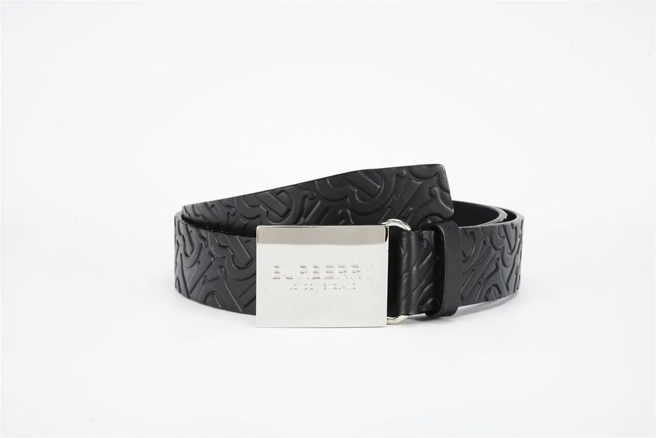 Burberry Embossed Monogram Black Leather Belt 3