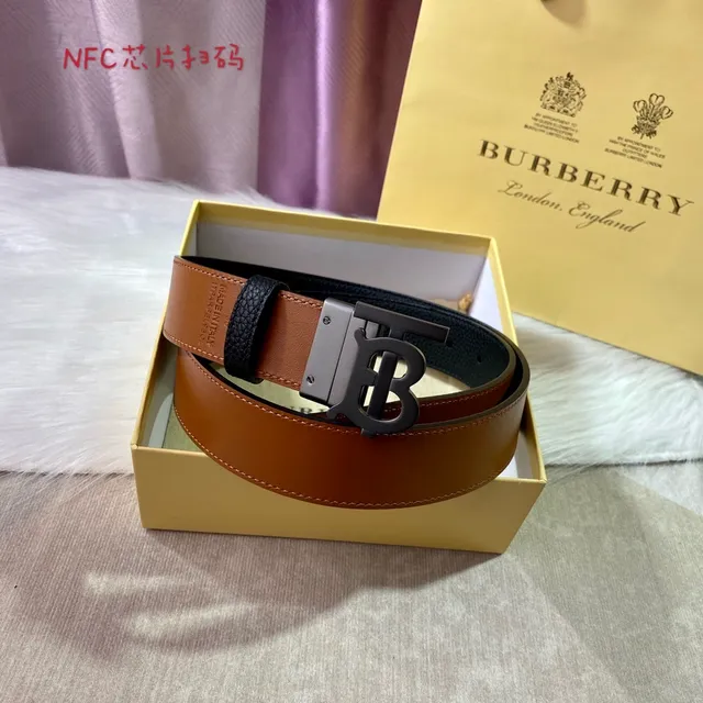 Burberry Knight Black Pebbled Leather Belt 6