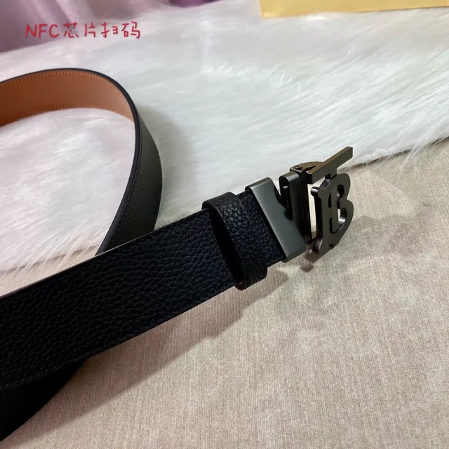 Burberry Knight Black Pebbled Leather Belt 7