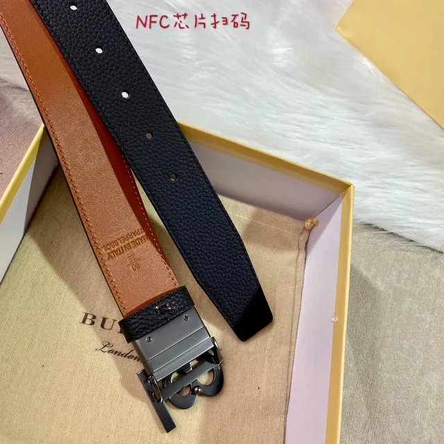 Burberry Knight Black Pebbled Leather Belt 8
