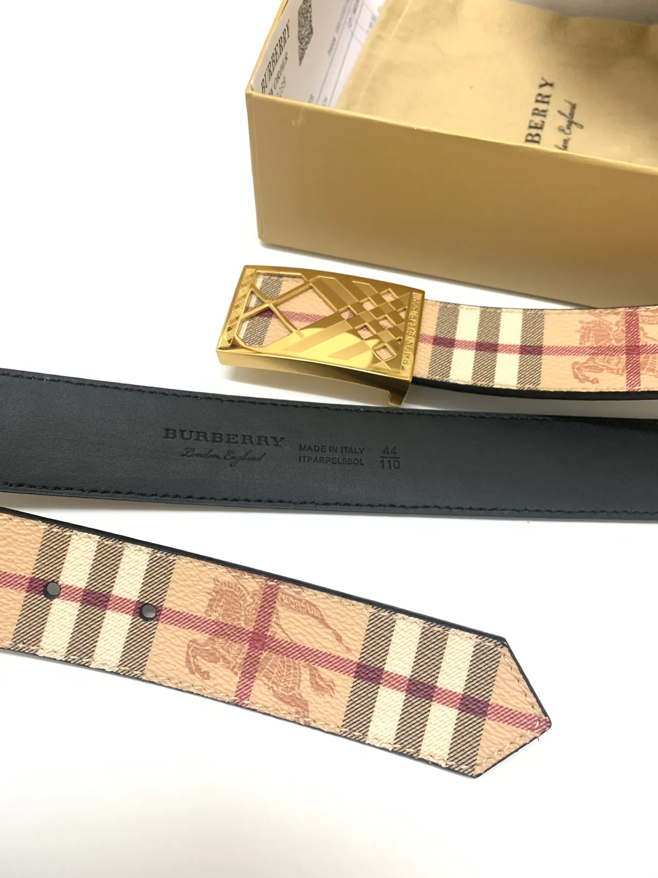 Burberry Knight Check Pattern Leather Belt 4