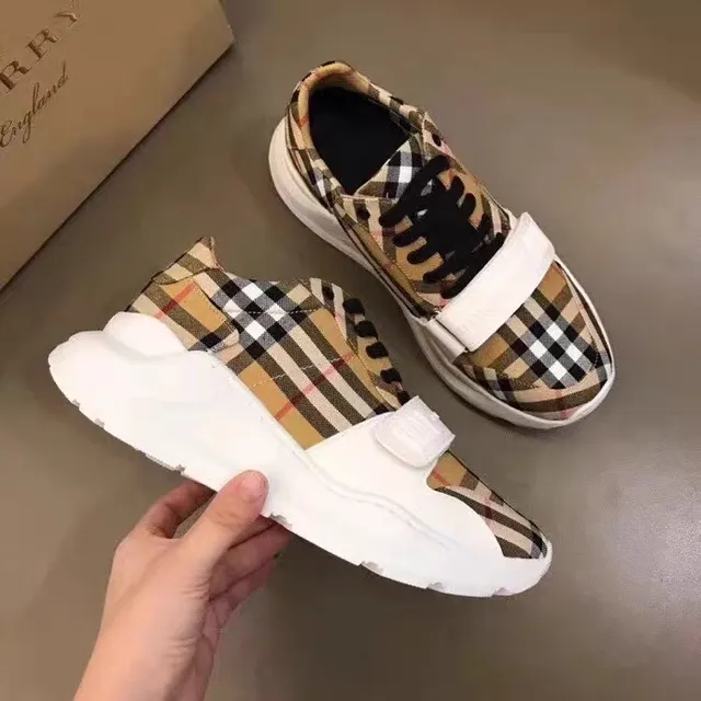 Burberry Knight Multicolor White Sole Nova Check Plaid Upper Chunky Sneakers 1