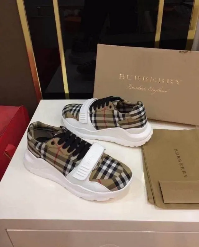 Burberry Knight Multicolor White Sole Nova Check Plaid Upper Chunky Sneakers 7