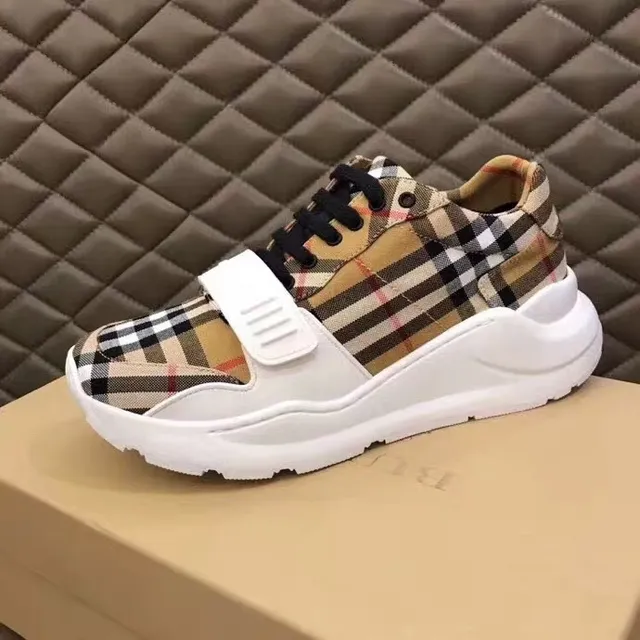 Burberry Knight Multicolor White Sole Nova Check Plaid Upper Chunky Sneakers 8