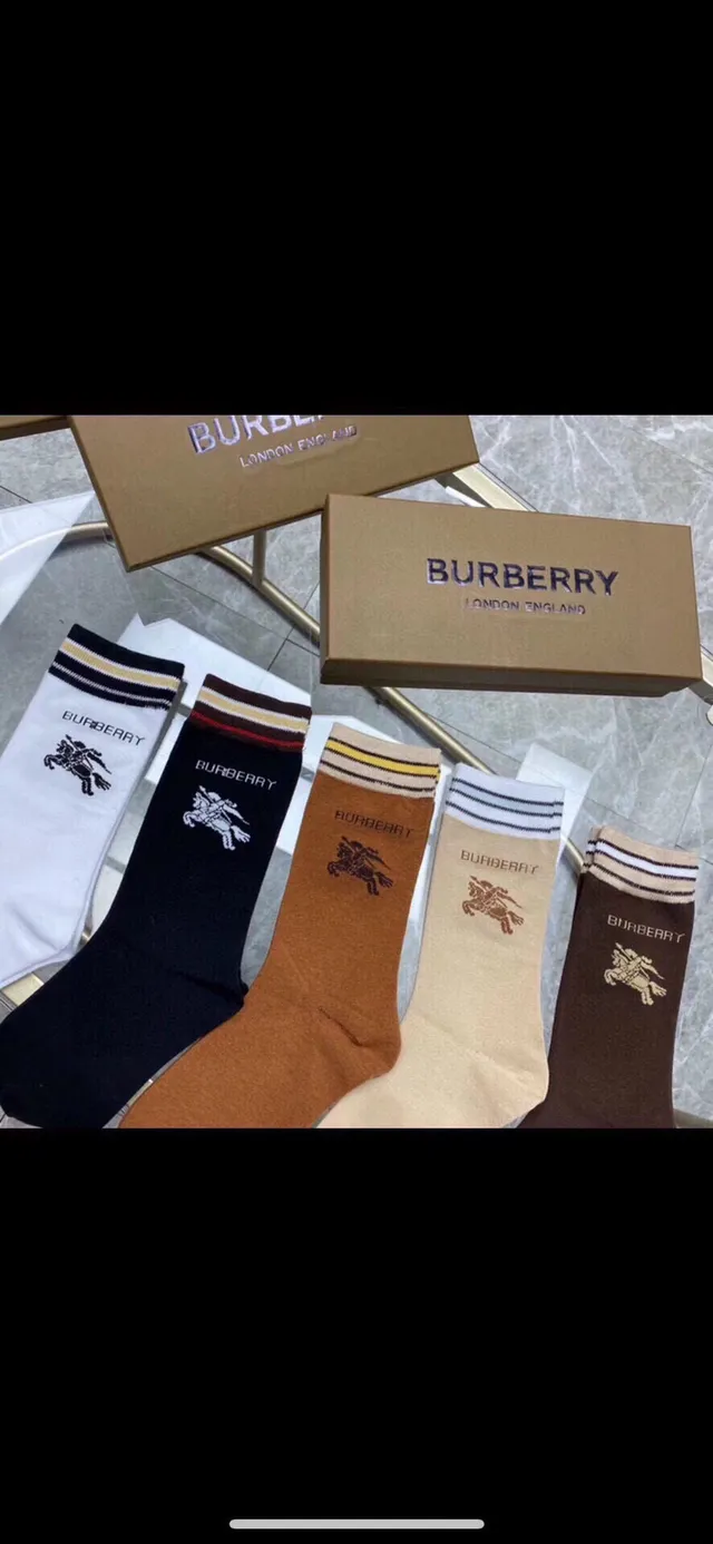 Chaussettes Crew Burberry avec broderie de logo, rayures et manchette 3