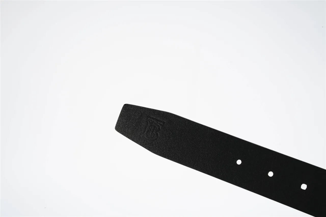 Burberry Monogram Embossed Tan and Black Leather Belt 7
