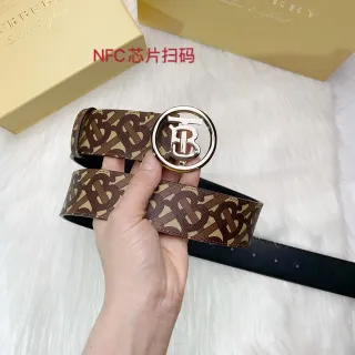 Burberry Monogram TB Logo বাদামী বেইজ চামড়ার বেল্ট