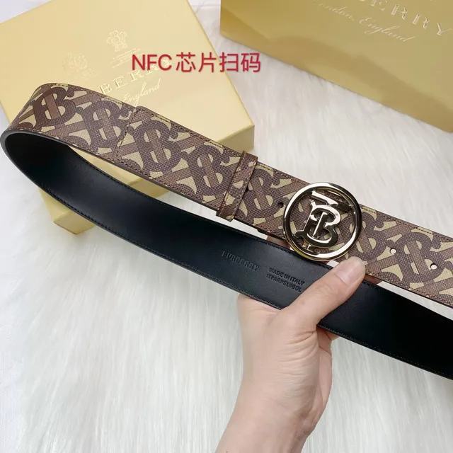 Burberry Monogram TB Logo ceinture en cuir marron beige 3