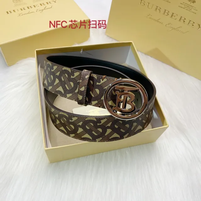 Burberry Monogram TB Logo ceinture en cuir marron beige 4