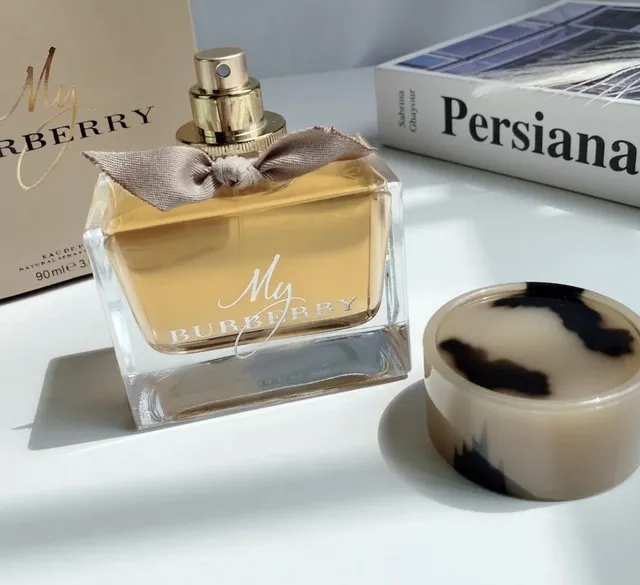 Burberry My Beige Gold Square-Cut Glass Bottle Cream Cap Perfume 7