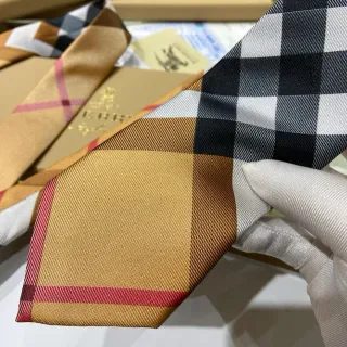 Burberry Nova Check and Haymarket Check Camel and Black Necktie