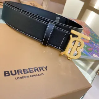 Burberry TB Belt काला सोना सफेद कंट्रास्ट सिलाई चमड़े का बेल्ट