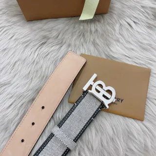 Burberry TB Monogram কালো-সাদা চেক লেদার বেল্ট