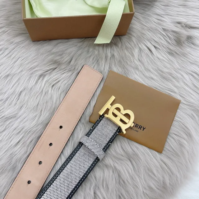 Burberry TB Monogram Ceinture noir et blanc à carreaux en cuir 6