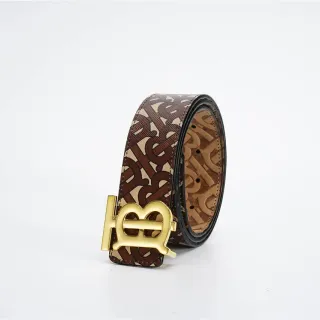 Burberry TB Monogram Belt Brown Beige Leather Belt