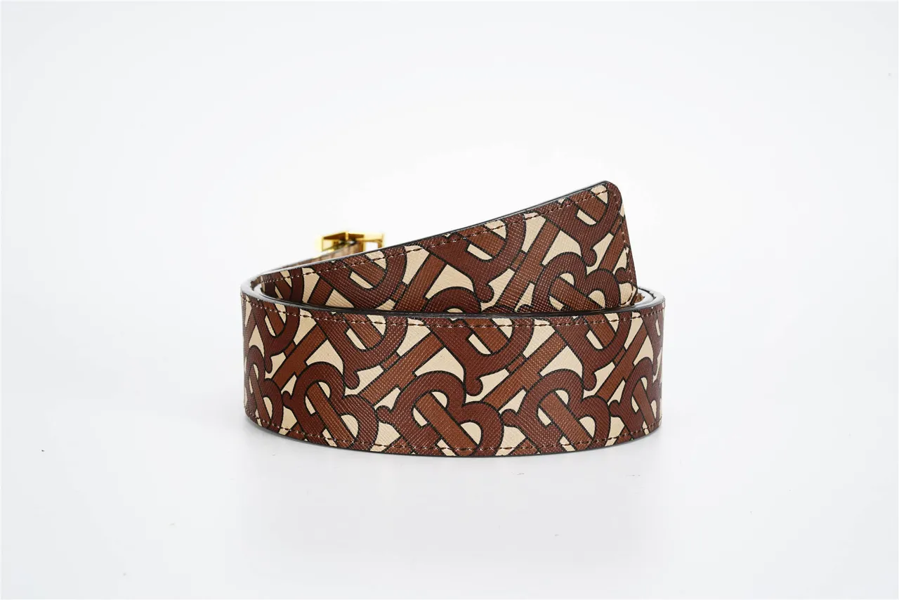Burberry TB Monogram Ceinture Marron Beige en Cuir 3