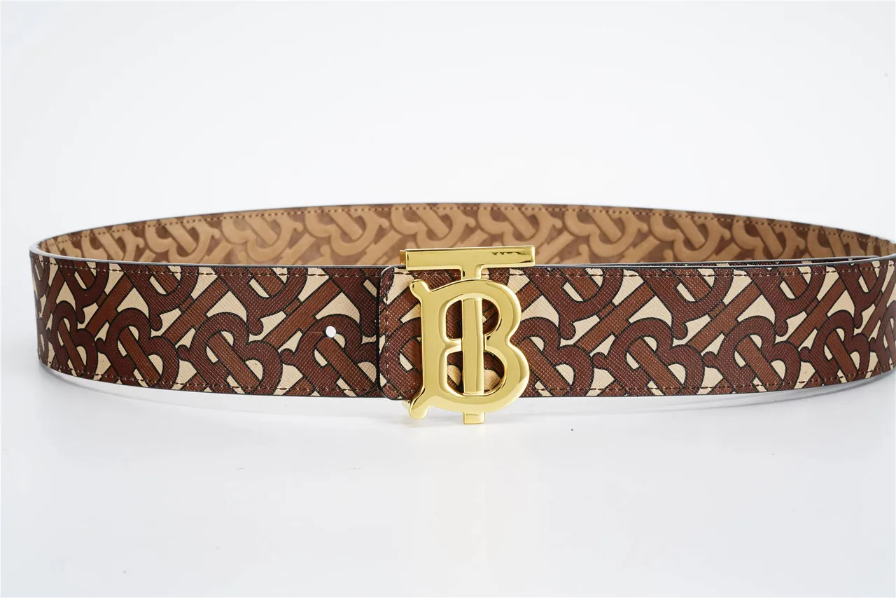 Burberry TB Monogram Ceinture Marron Beige en Cuir 7
