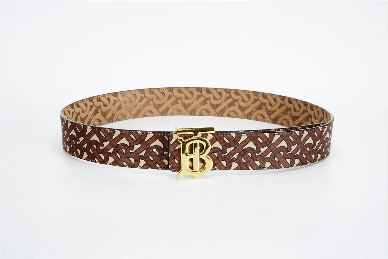 Burberry TB Monogram Ceinture Marron Beige en Cuir 8