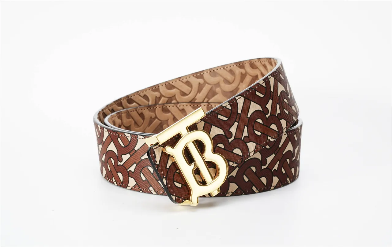 Burberry TB Monogram Ceinture Marron Beige en Cuir 9