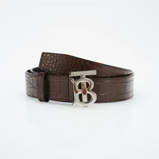 Burberry TB Monogram কুমির-এমবসড বাদামী চামড়ার বেল্ট
