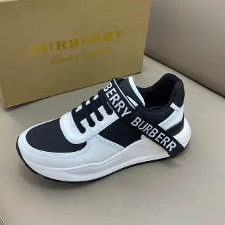 Burberry White Black Platform Sole Logo Strap Detail Lifestyle Sneakers