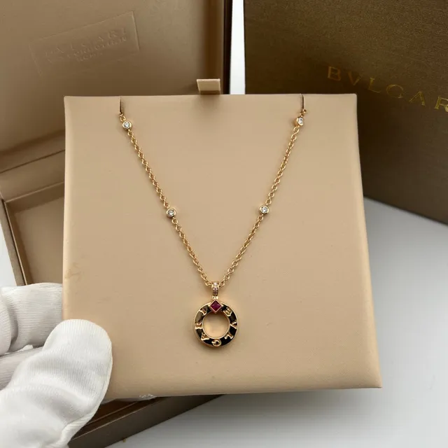 Bvlgari B.zero1 Black Enamel and Ruby Pendant Necklace 3