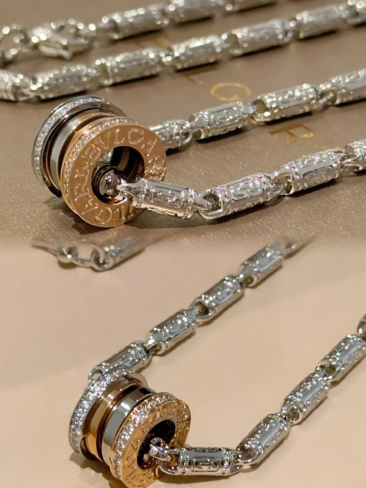 Bvlgari B.zero1 Diamond-Encrusted Triple-Ring Necklace 7
