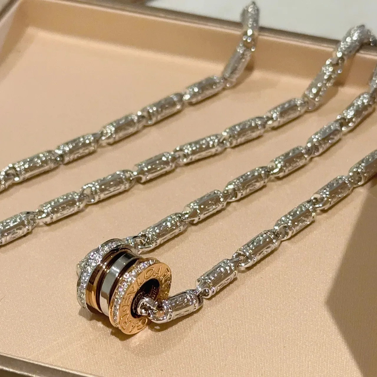 Bvlgari B.zero1 Diamond-Encrusted Triple-Ring Necklace 9
