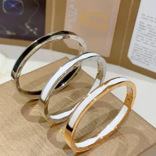 Bvlgari B.zero1 刻有 Logo 白色搪瓷手镯