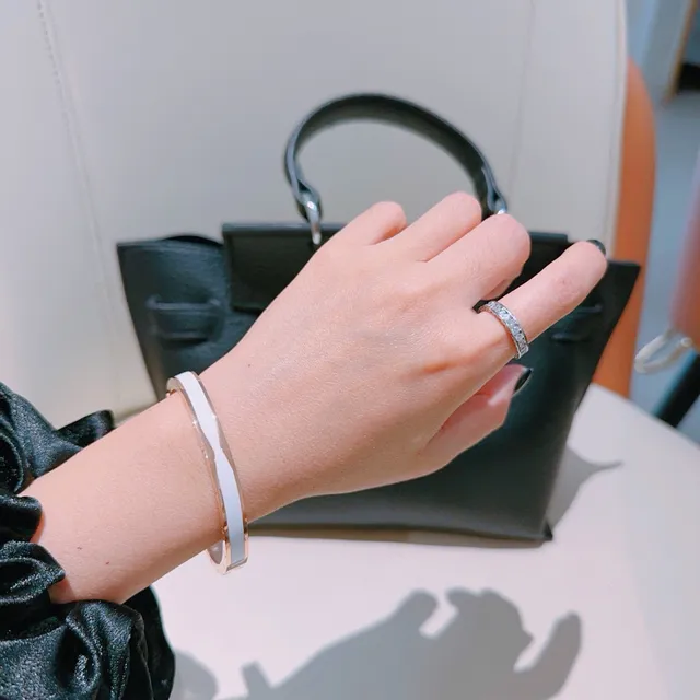 Bvlgari B.zero1 Engraved Logo White Enamel Bangle Bracelets 2