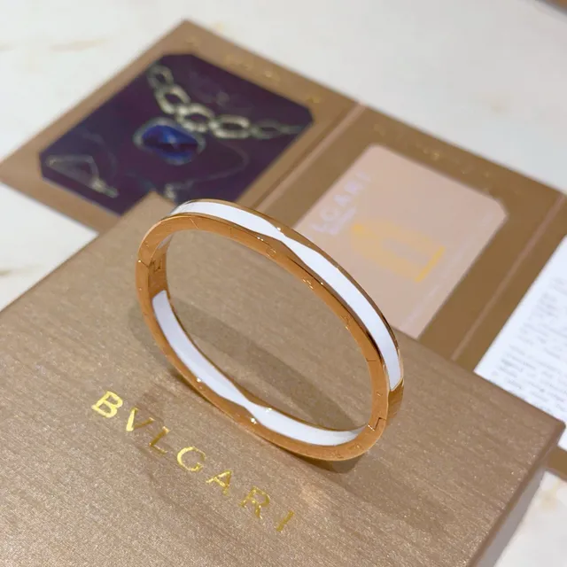 Bvlgari B.zero1 Engraved Logo White Enamel Bangle Bracelets 7
