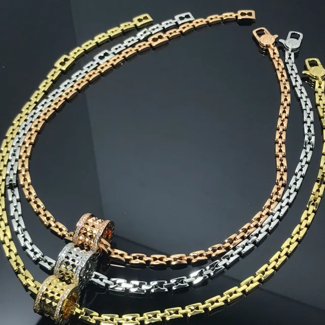 Bvlgari B.zero1 Ouro Prata Charms Cilíndricos Entrelaçados Pavé Cristal Bisel Colar 3