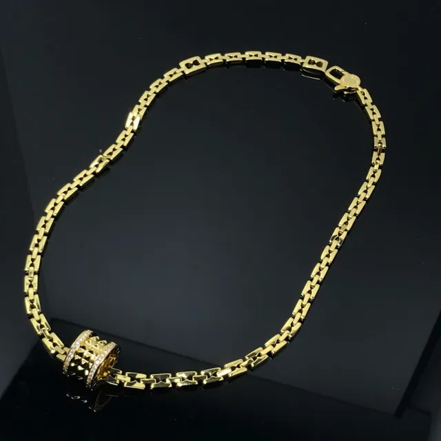 Bvlgari B.zero1 Ouro Prata Charms Cilíndricos Entrelaçados Pavé Cristal Bisel Colar 5