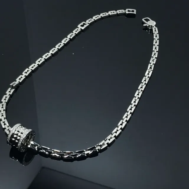 Bvlgari B.zero1 Ouro Prata Charms Cilíndricos Entrelaçados Pavé Cristal Bisel Colar 6