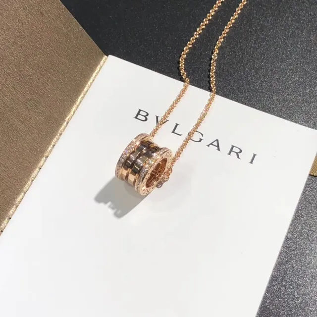 Bvlgari B.zero1 قلادة متعدد الحلقات مكسوة بالماس ذهب وردي 2
