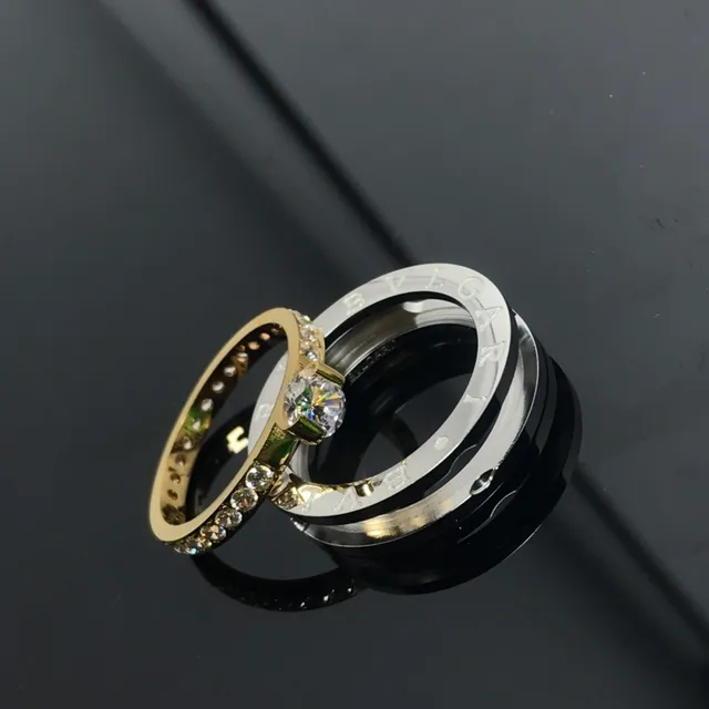 Bvlgari B.zero1 Silver Gold Stacked Multi-Band Engraved Logo Ring 2