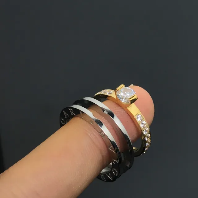 Bvlgari B.zero1 Silver Gold Stacked Multi-Band Engraved Logo Ring 3