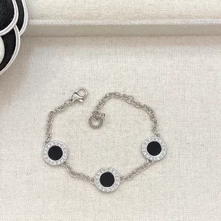 Bvlgari B.zero1 Three-Circle কালো এনামেল সিলভার ব্রেসলেট