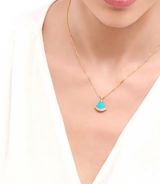 Bvlgari Divas’ Dream قلادة مروحية بمينا التوركواز والماس 8
