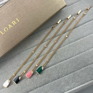 Bvlgari Double-Chain Tapered Stone Pendant Necklaces