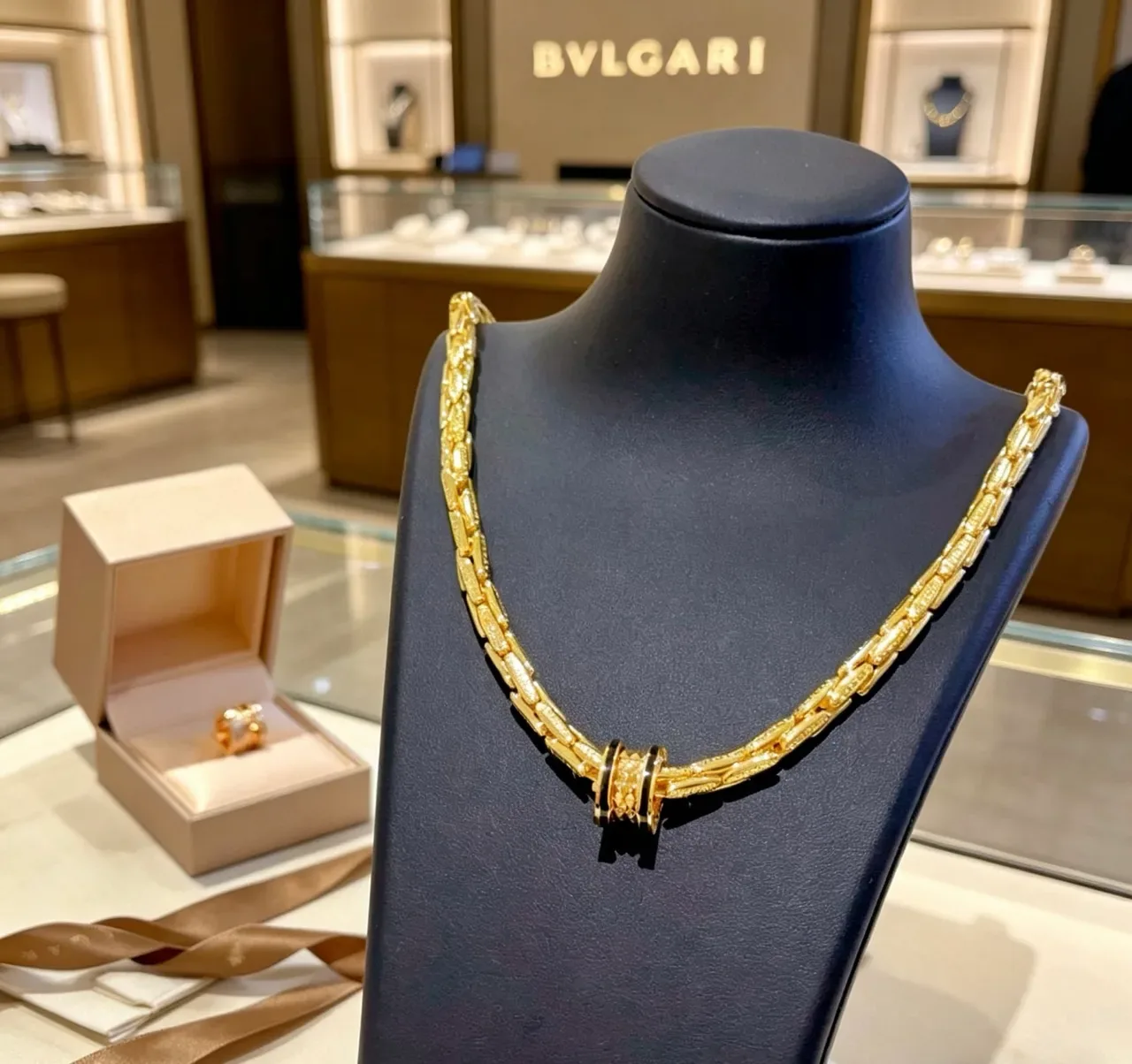 Bvlgari قلادة ذهب أسود Tubogas-Linked مصقولة 3