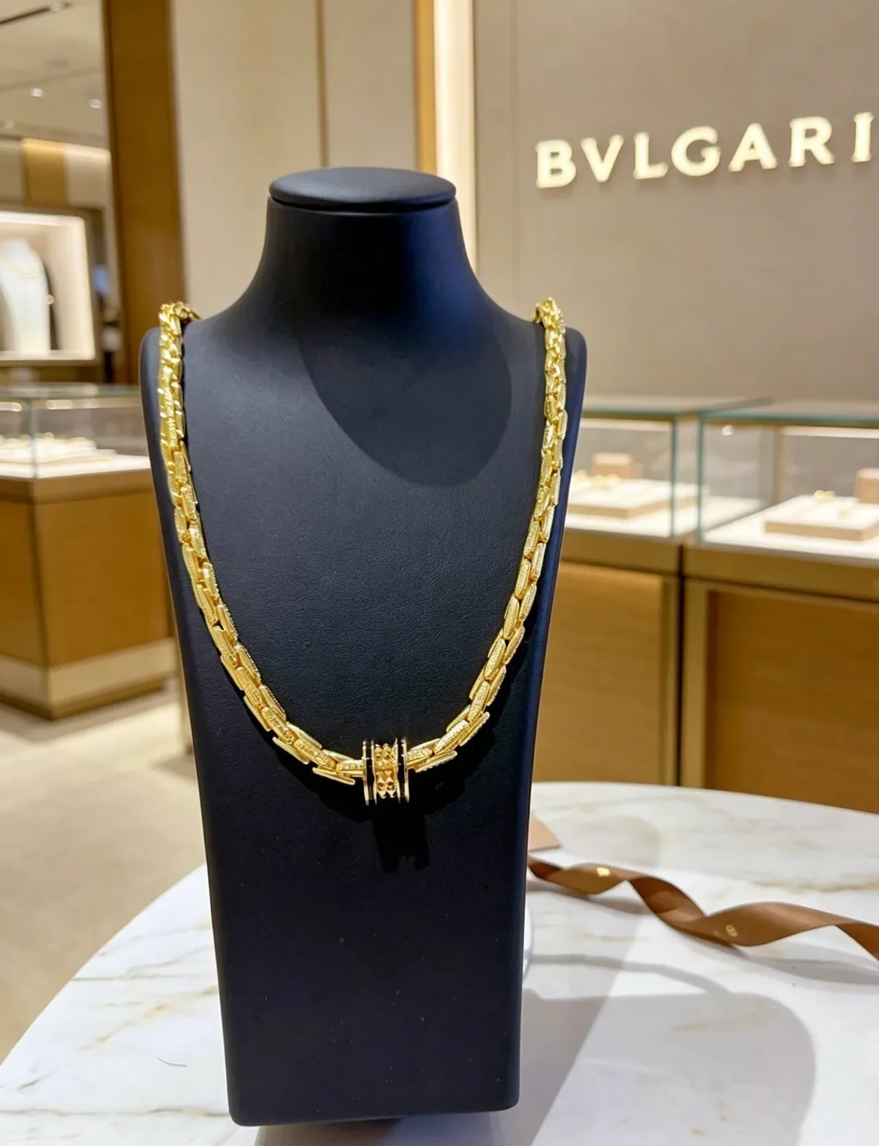 Bvlgari قلادة ذهب أسود Tubogas-Linked مصقولة 4