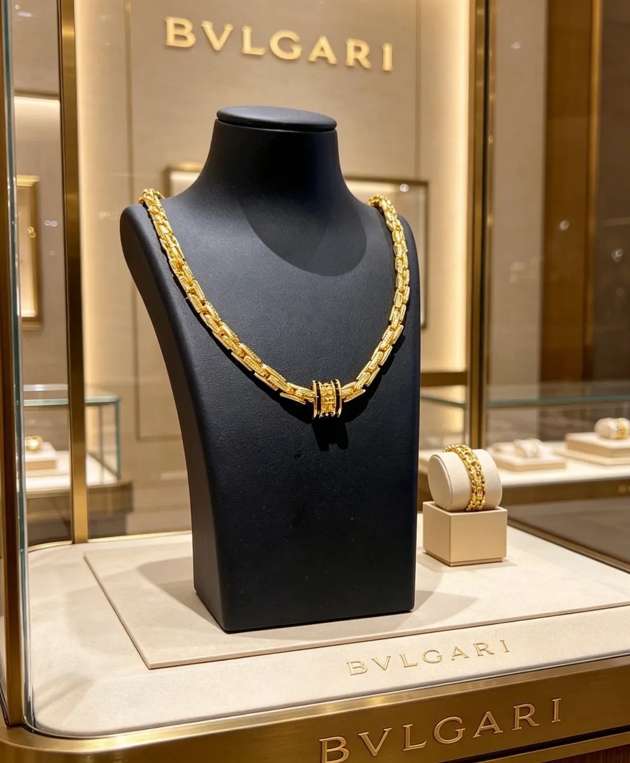 Bvlgari قلادة ذهب أسود Tubogas-Linked مصقولة 7