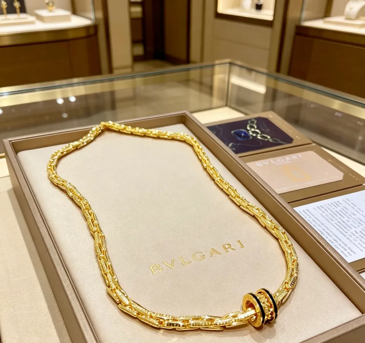 Bvlgari قلادة ذهب أسود Tubogas-Linked مصقولة 9