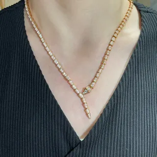 Bvlgari Gold Silver Articulated Serpentine Pavé Diamond-Set Necklace