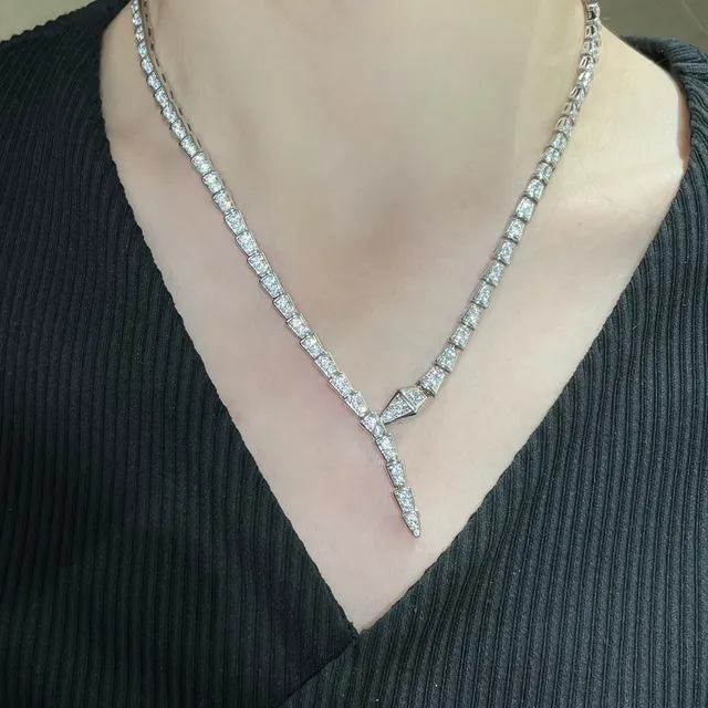 Bvlgari Or et Argent Articulé Serpentine Pavé Set de Diamants Collier 3