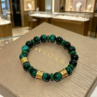 Bvlgari 绿宝石和金色调串珠手链