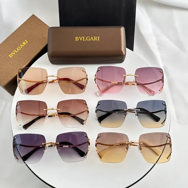Bvlgari Rimless Square Gold-Tone Gradient Sunglasses 4